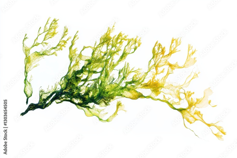Delicate seaweed dances gracefully in the sunlight along the ocean floor at low tide isolated on transparent background