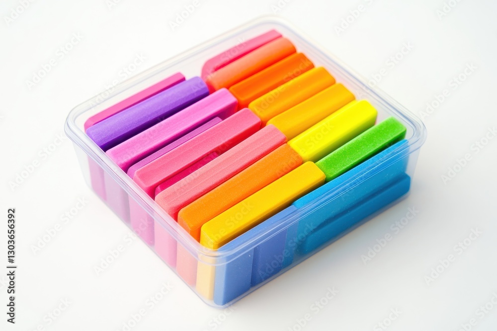 Colorful chalk sticks arranged in a clear container for creative artistry isolated on transparent background Colorful chalk sticks arranged in a clear container for creative artistry isolated on transparent background