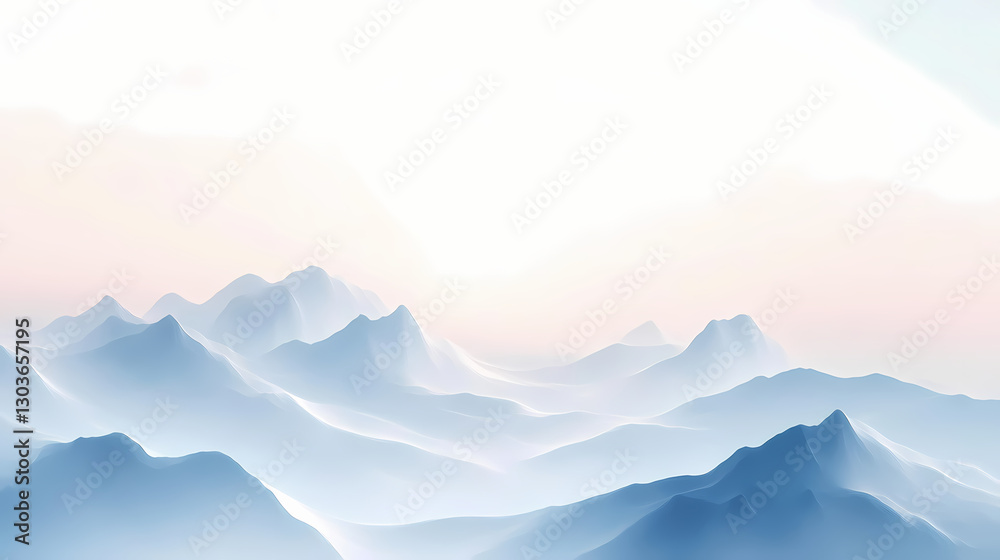Fototapeta premium Elegant white wave abstract background with soft curves, calm, gentle, minimalistic, tranquil. Tranquil - Mountain. Illustration