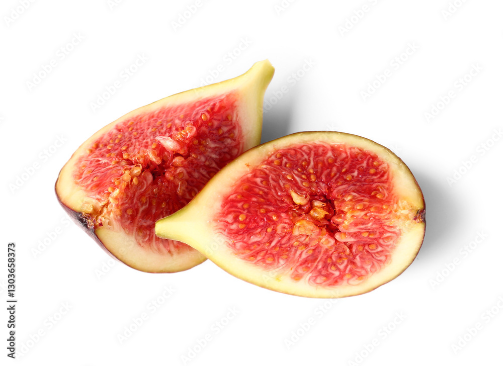 Slices of ripe fresh fig isolated on white background Slices of ripe fresh fig isolated on white background