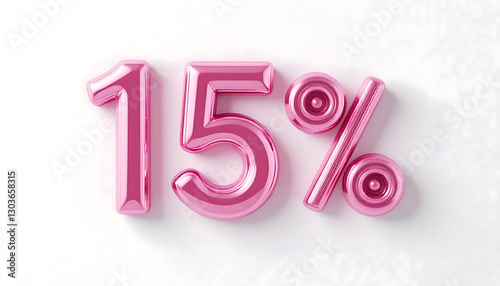15 Percent Off Sale. 15% percent of. Special offer discount. pink number 15% 3d rendering. sign for marketing, sales, discounts, promotions, financial, business, banner. 3d pink number. number design