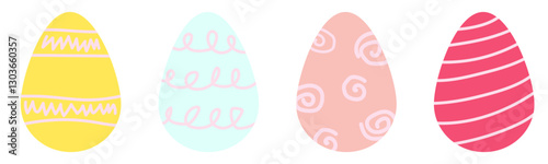 Set of colorful eggs. Collection of elements for Easter design