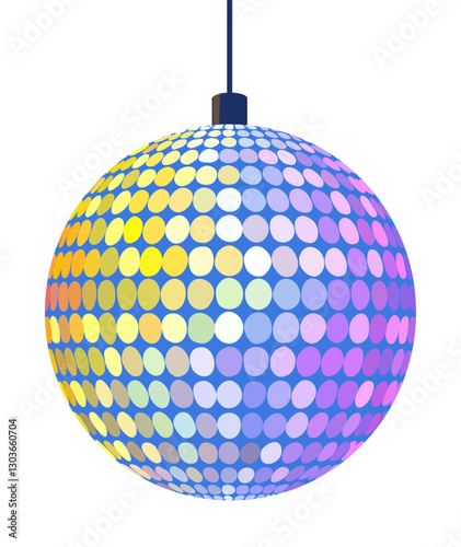 Shiny mirror disco ball. Vector isolated illustration