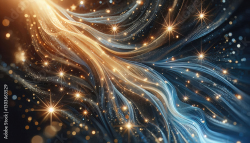 Glittering star dust elegant shine blue and golden stream