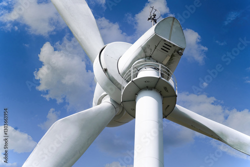 Close-Up View of a Wind Turbine – Renewable Energy for a Sustainable Future photo