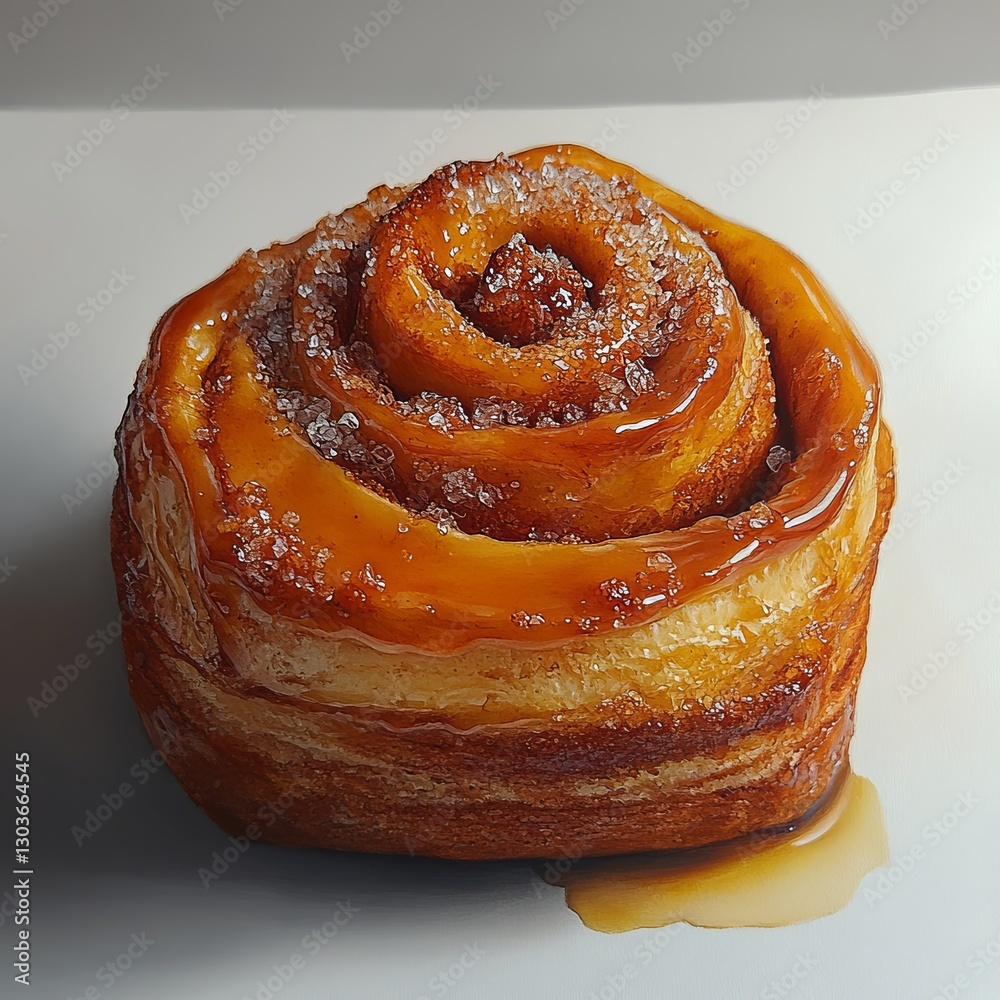 Fototapeta premium Detailed watercolor element illustration of Cinnamon Bun clipart is isolated