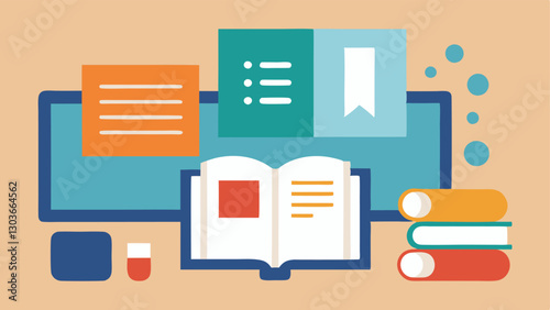 Study Materials with Accessibility Symbols An open book alongside visually accessible tools like a screen reader Braille textbook and visual aids highlighting a commitment to