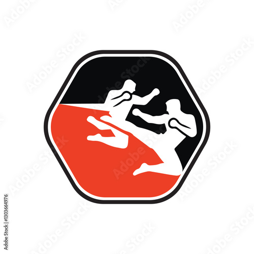 Dynamic Martial Arts Silhouette Illustration in Red and Black Tones