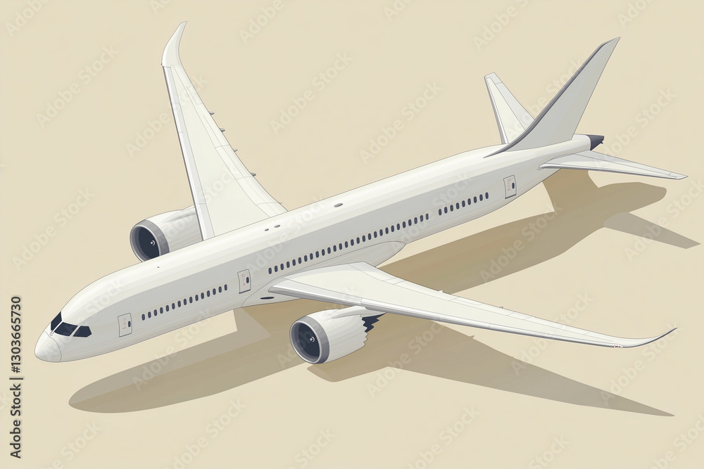 Fototapeta premium Isometric airplane illustration isolated on a solid background