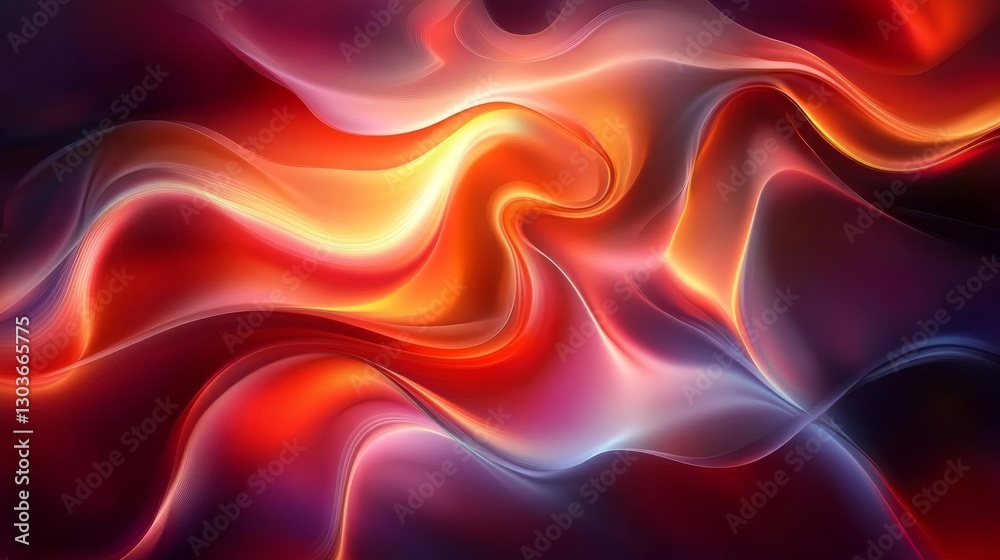 Red Abstract Background, Dynamic Flowing Lines, Gradient Effect, Smooth Curves, Sharp Details