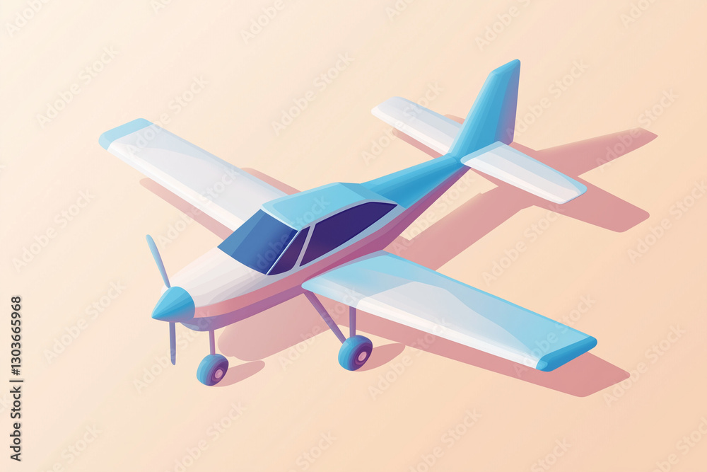 Fototapeta premium Isometric airplane illustration isolated on a solid background