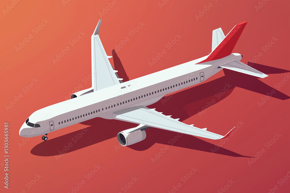 Fototapeta premium Isometric airplane illustration isolated on a solid background