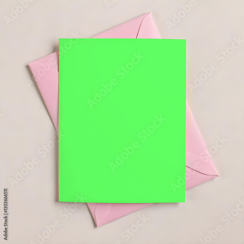 green screen card with envelope ,card mockup, green screen card mockup, invitataion mockup card, paper mockup