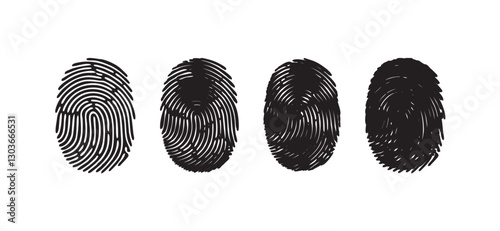 Black and White Fingerprint Vector Set