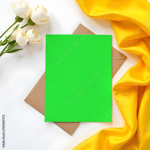 green screen card with envelope ,card mockup, green screen card mockup, invitataion mockup card, paper mockup