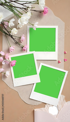 Collage Mockup photo, boho and aesthetic mockup photo collage, greenscreen collage mockup