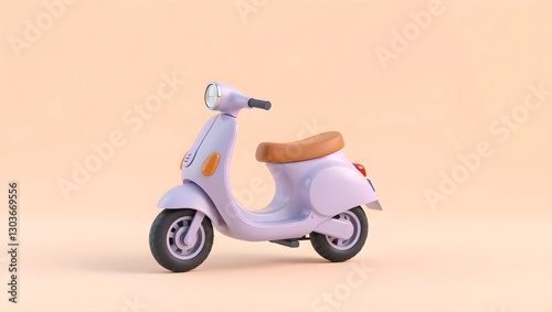 3D rendered of a cute scooter isolated on a blank soft pastel color background. Generative AI photo