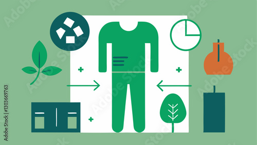Sustainable Fashion Section A designated section showcasing adaptive clothing made from sustainable materials featuring symbols of ecofriendliness and accessibility to promote