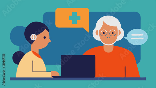 Telehealth Consultation An elderly person participating in a telehealth appointment on a laptop looking engaged while talking to a healthcare professional from the comfort of home.