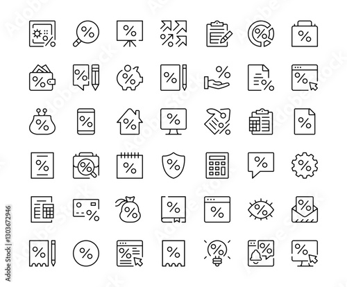 Loan icons. Outline symbols collection. Premium vector line icons set