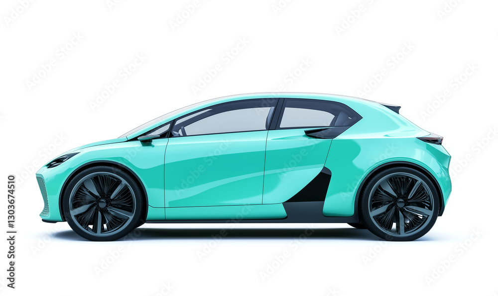Electric car isolated on white, green energy concept, generated ai Electric car isolated on white, green energy concept, generated ai