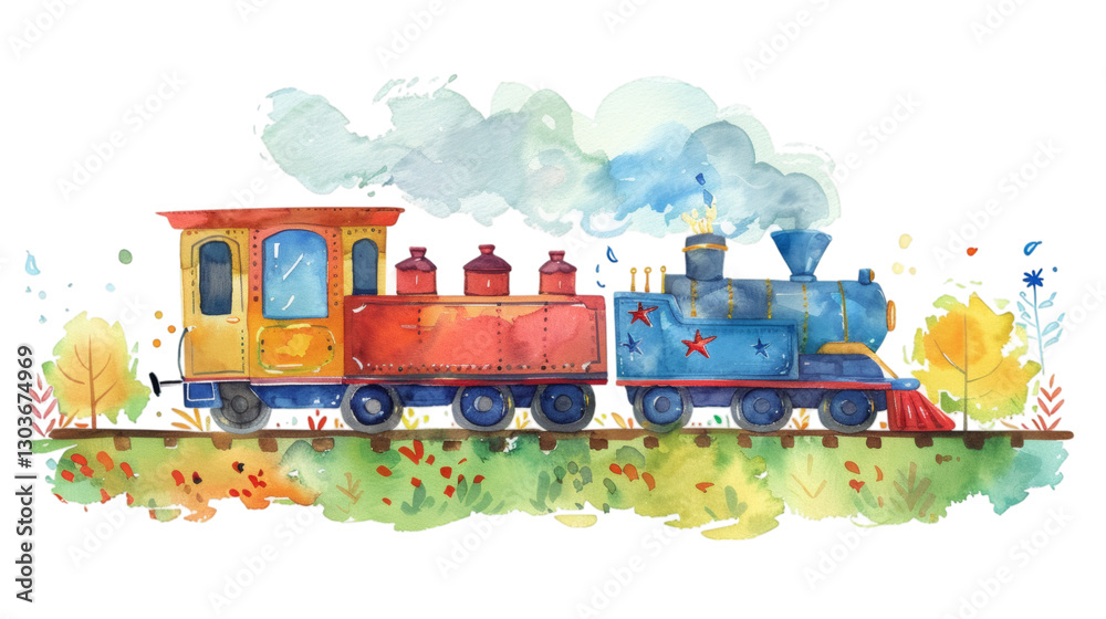 Obraz premium Train in motion clipart illustration isolated on white