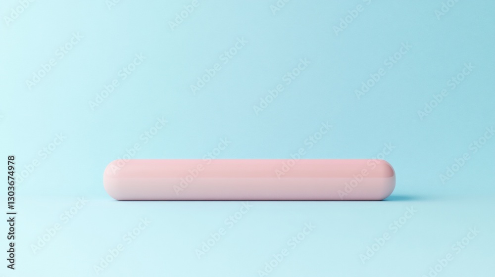 A simple pink cylindrical object on a light blue background. A simple pink cylindrical object on a light blue background.