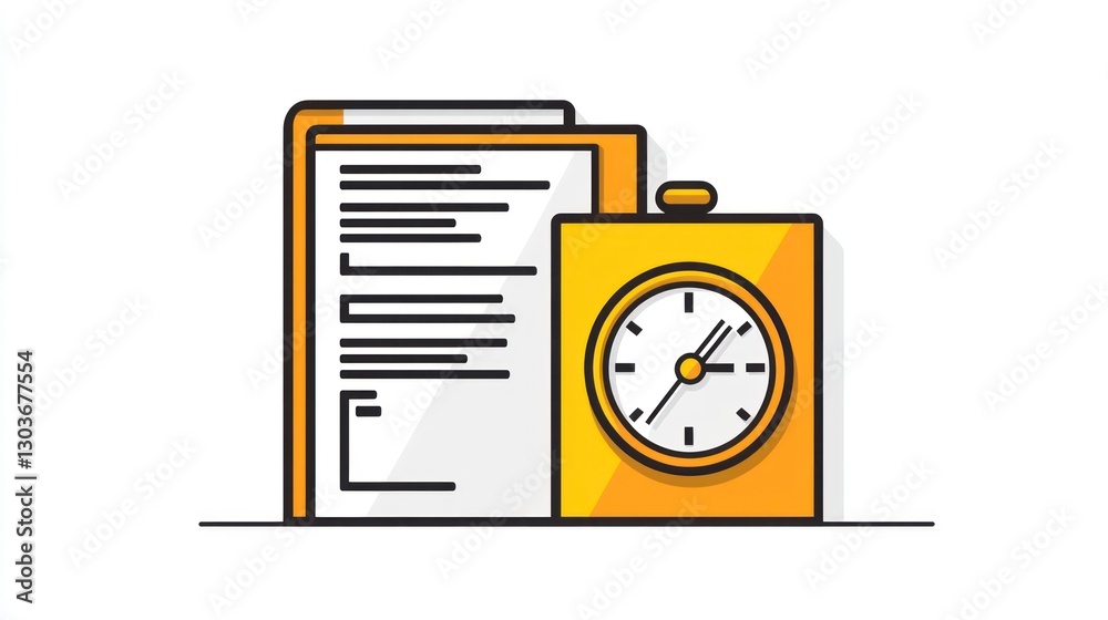 Obraz premium Documents and Timer Illustration