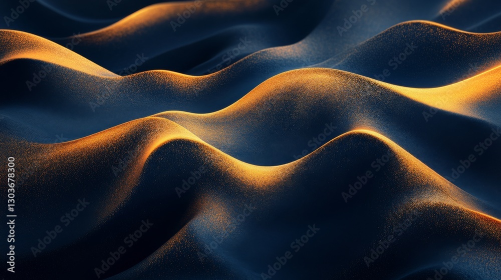 Obraz premium Illuminated undulating surfaces with a golden gradient across their peaks