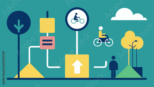 These descriptions highlight key features of accessible parking areas and the importance of including clear symbols and pathways.
