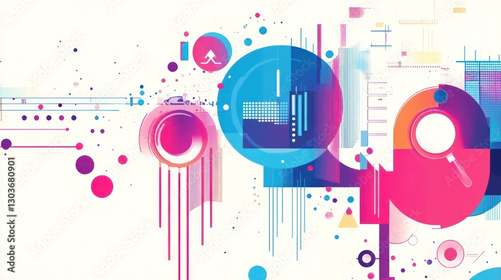 Obraz premium Abstract shapes, vibrant colors, city concept, digital art, background image, graphic design