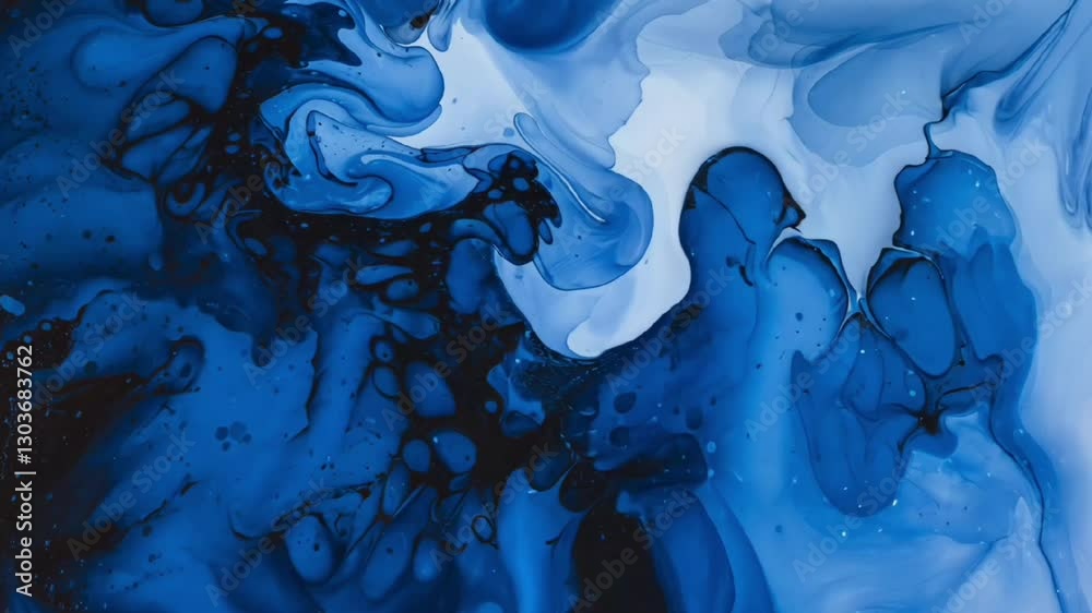 dark blue ink diffusion in water with abstract flowing texture and smooth motion  