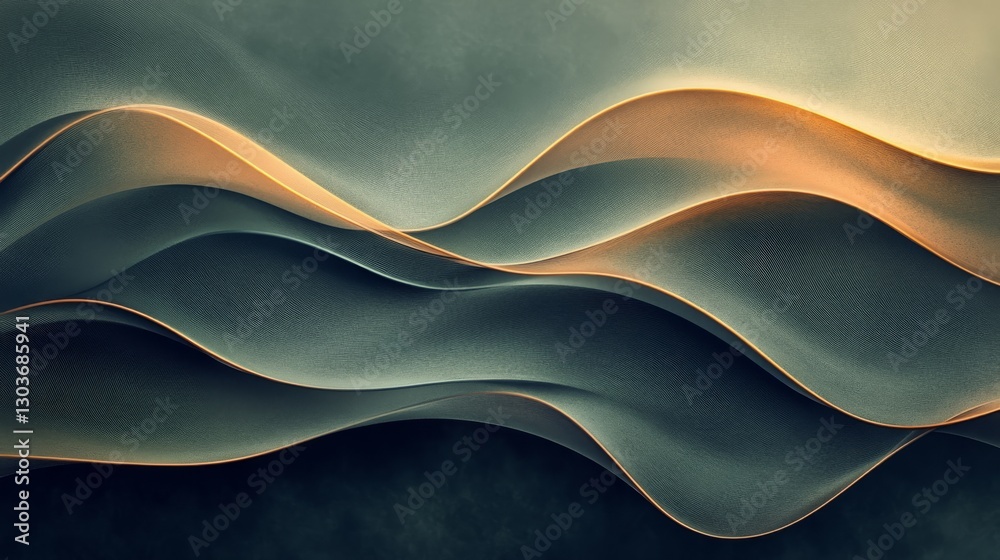 Obraz premium Abstract rendering featuring layered flowing curves in different tones
