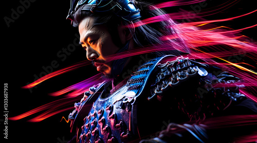 Wallpaper Mural Japanese Warrior Samurai Plexus Neon Black Background Digital Desktop Wallpaper HD 4k Network Light Glowing Laser Motion Bright Abstract	
 Torontodigital.ca