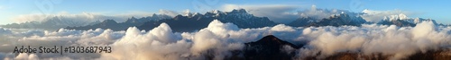 Evening sunsed panoramic view on great Himalayan range