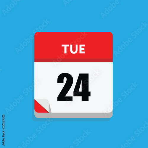 calender icon, 24 tuesday icon with blue background