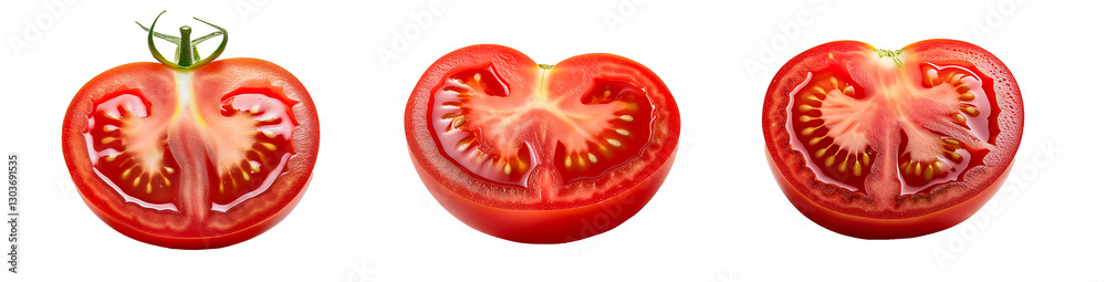 Halves of fresh red tomato on a transparent background Halves of fresh red tomato on a transparent background