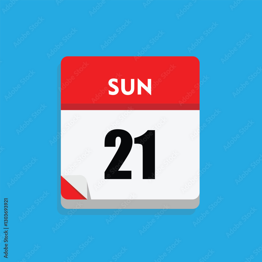 calender icon, 21 sunday icon with blue background calender icon, 21 sunday icon with blue background