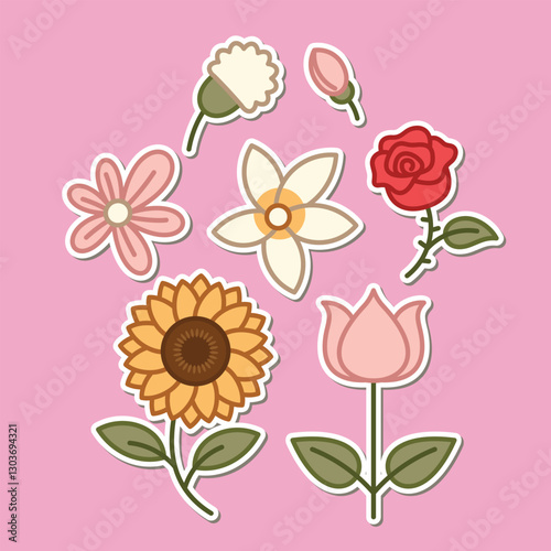 Beautiful simple flowers design. floral plant and nature element natural