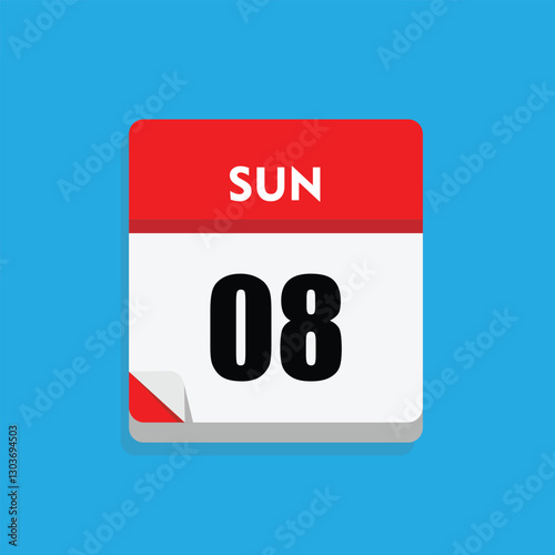 calender icon, 08 sunday icon with white background