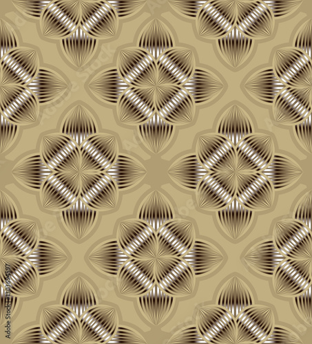 Motivo beige con geometrie floreali – Design delicato con simmetrie eleganti, adatto per packaging e decorazioni