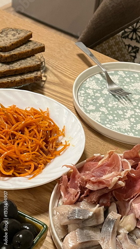 Dinner party, unhealthy food.
