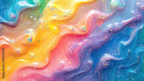 Wallpaper Mural Abstract colorful waves digital art vibrant patterns creative environment top-down perspective fluid dynamics Torontodigital.ca