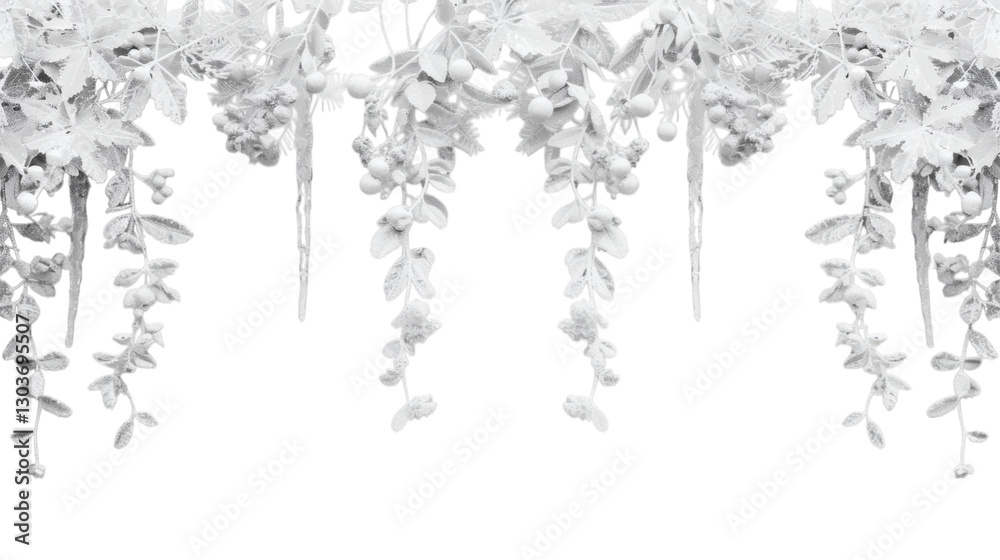 Obraz premium White hanging icicles frame border isolated on white