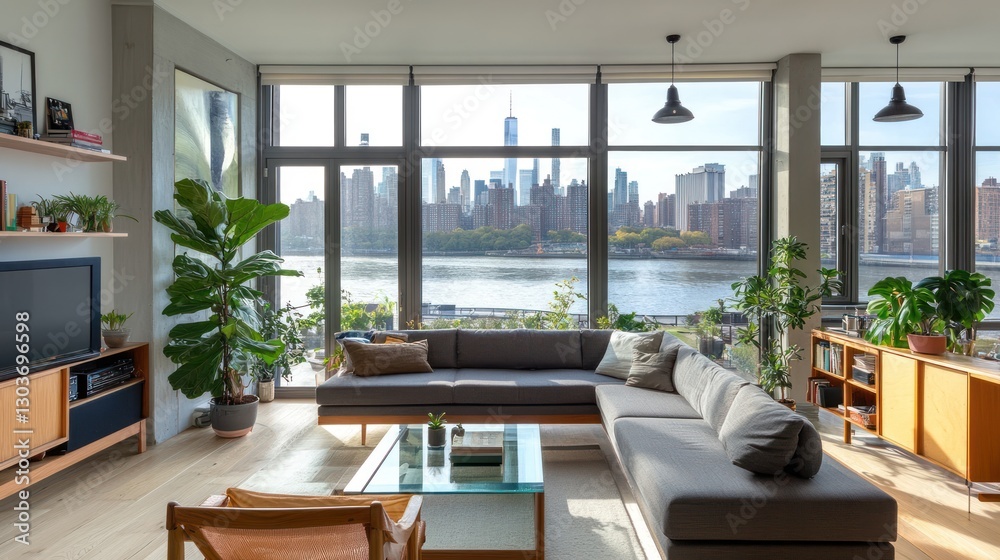 Fototapeta premium Modern NYC Apartment Living Room View
