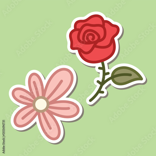Beautiful simple flowers design. floral plant and nature element natural