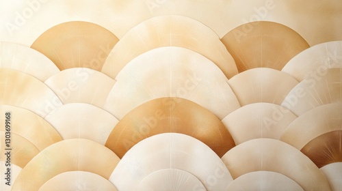 Abstract image featuring layered half circles in varied warm tones