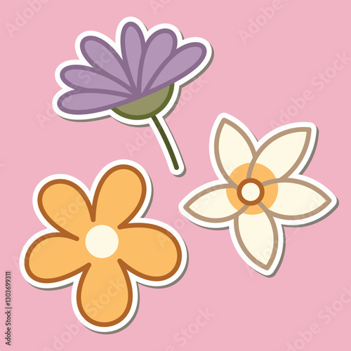 Beautiful simple flowers design. floral plant and nature element natural