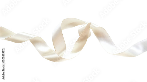 White ribbon string isolated on white background