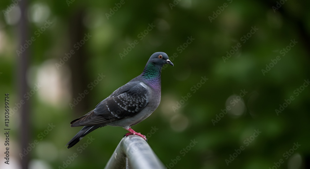 Fototapeta premium Peaceful Urban Bird Doves Perching in City Parks and Gardens